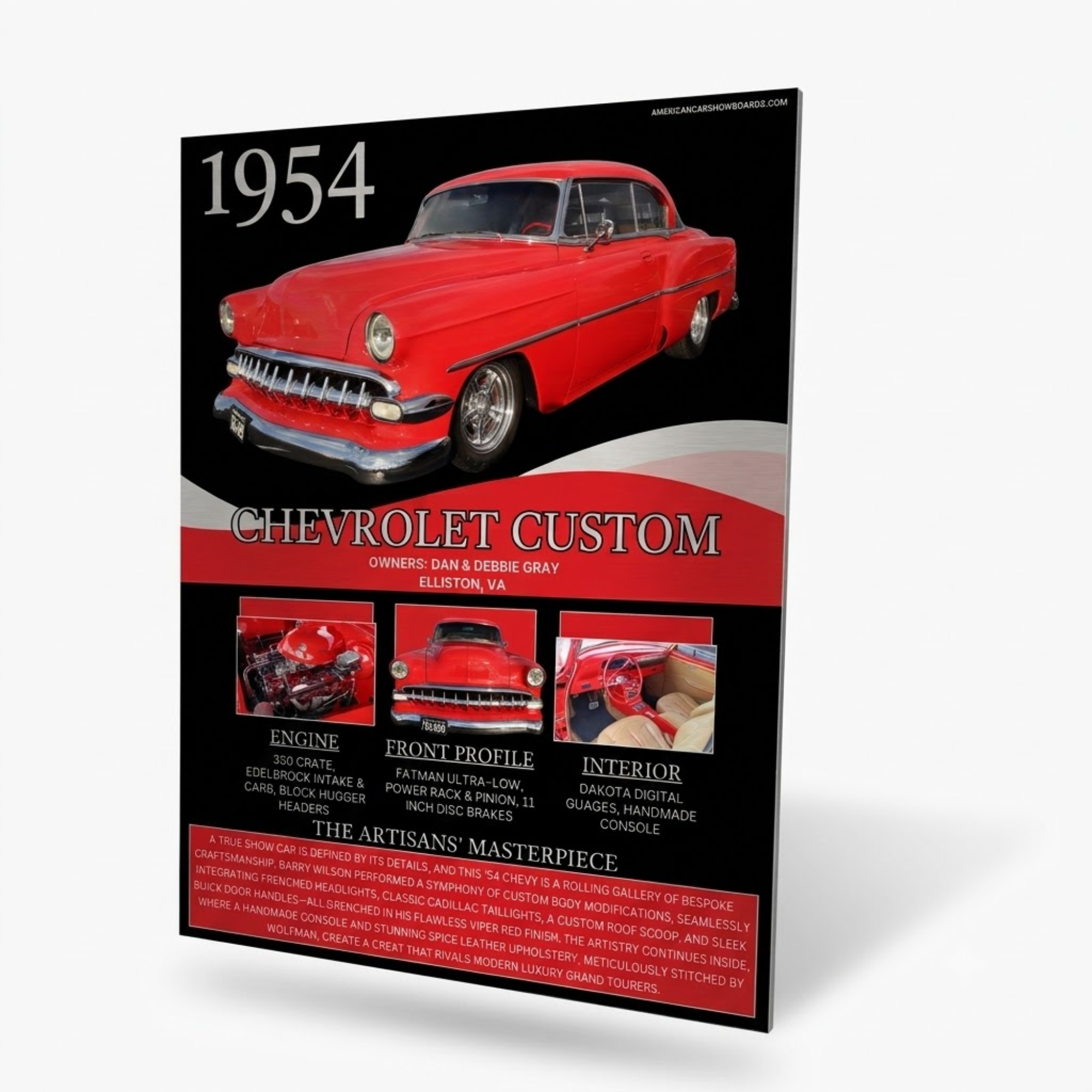 Double aluminum Chevrolet Custom show board