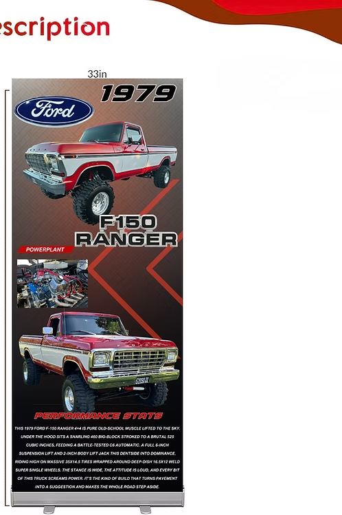 33-inch Ford F-150 roll-up car show banner
