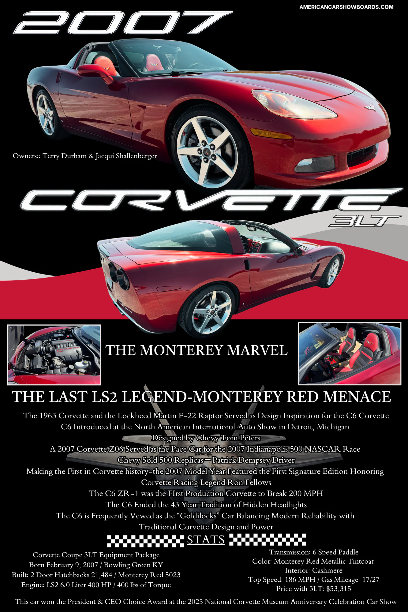Terry Durham November 2025 Customer Masterpiece of the Month custom car show board