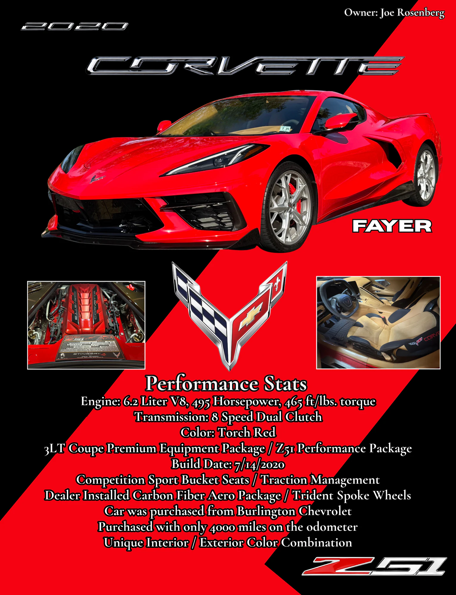 Joe Rosenberg August 2026 Customer Masterpiece of the Month custom car show board