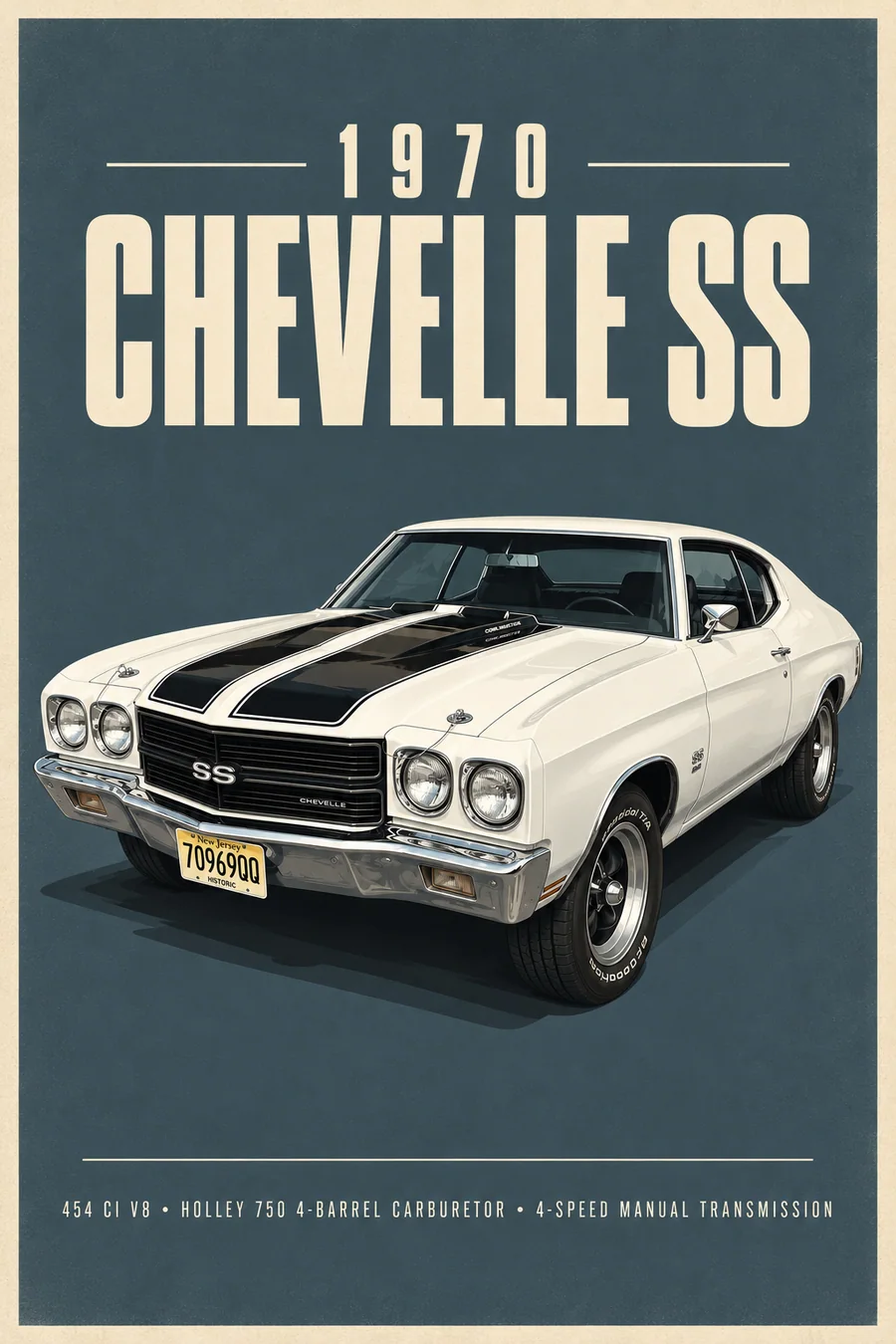 1970 Chevrolet Chevelle SS custom automotive artwork available from American Car Art on Etsy