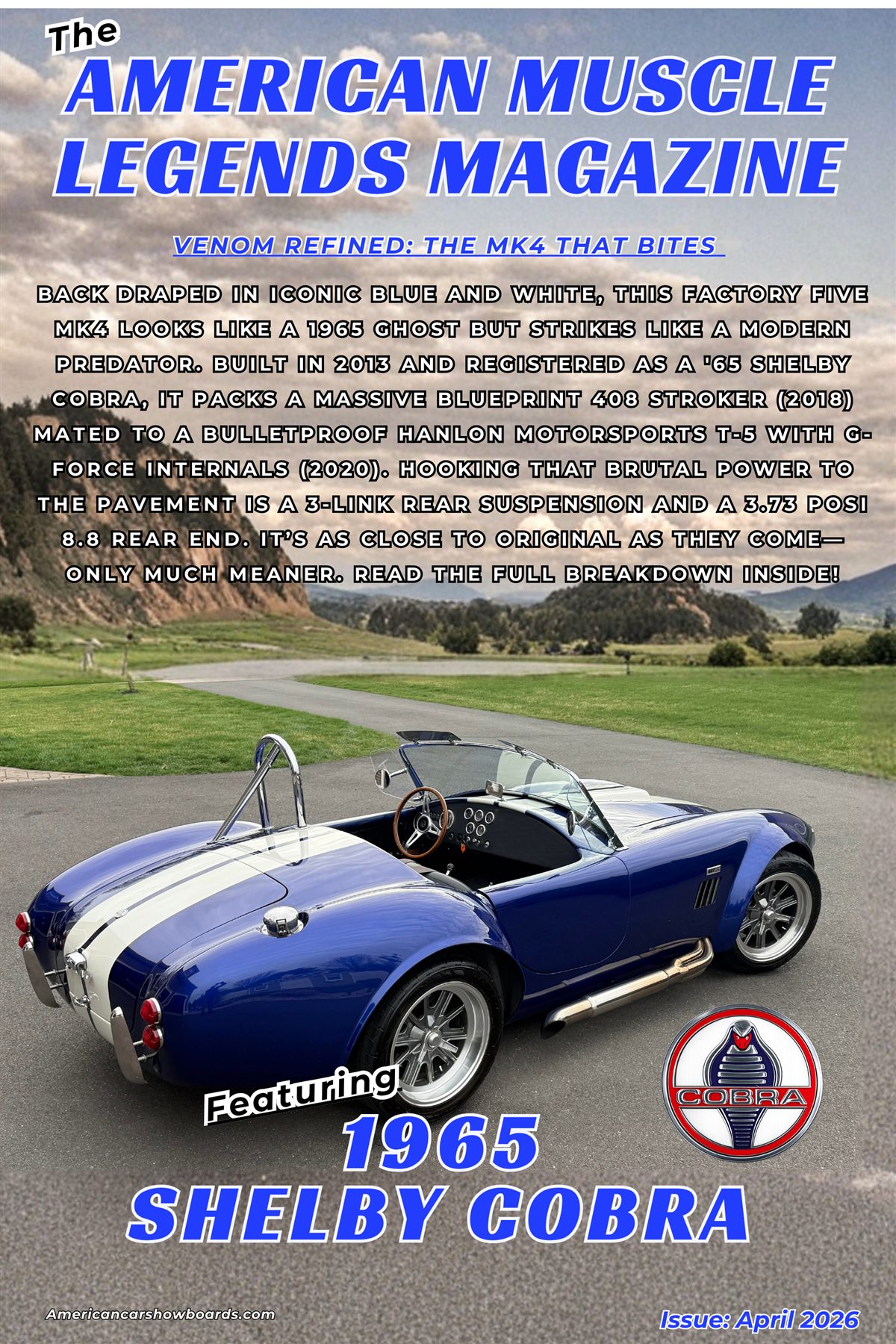 David Baumann 2026 The Celebrity custom car show board design