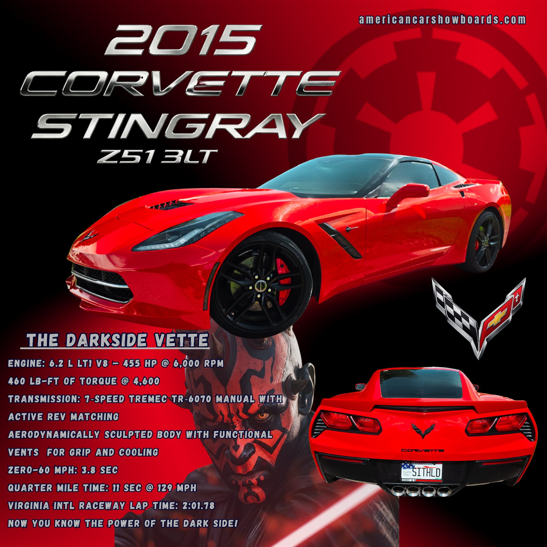 The Dark Side Vette The Total Custom custom car show board design