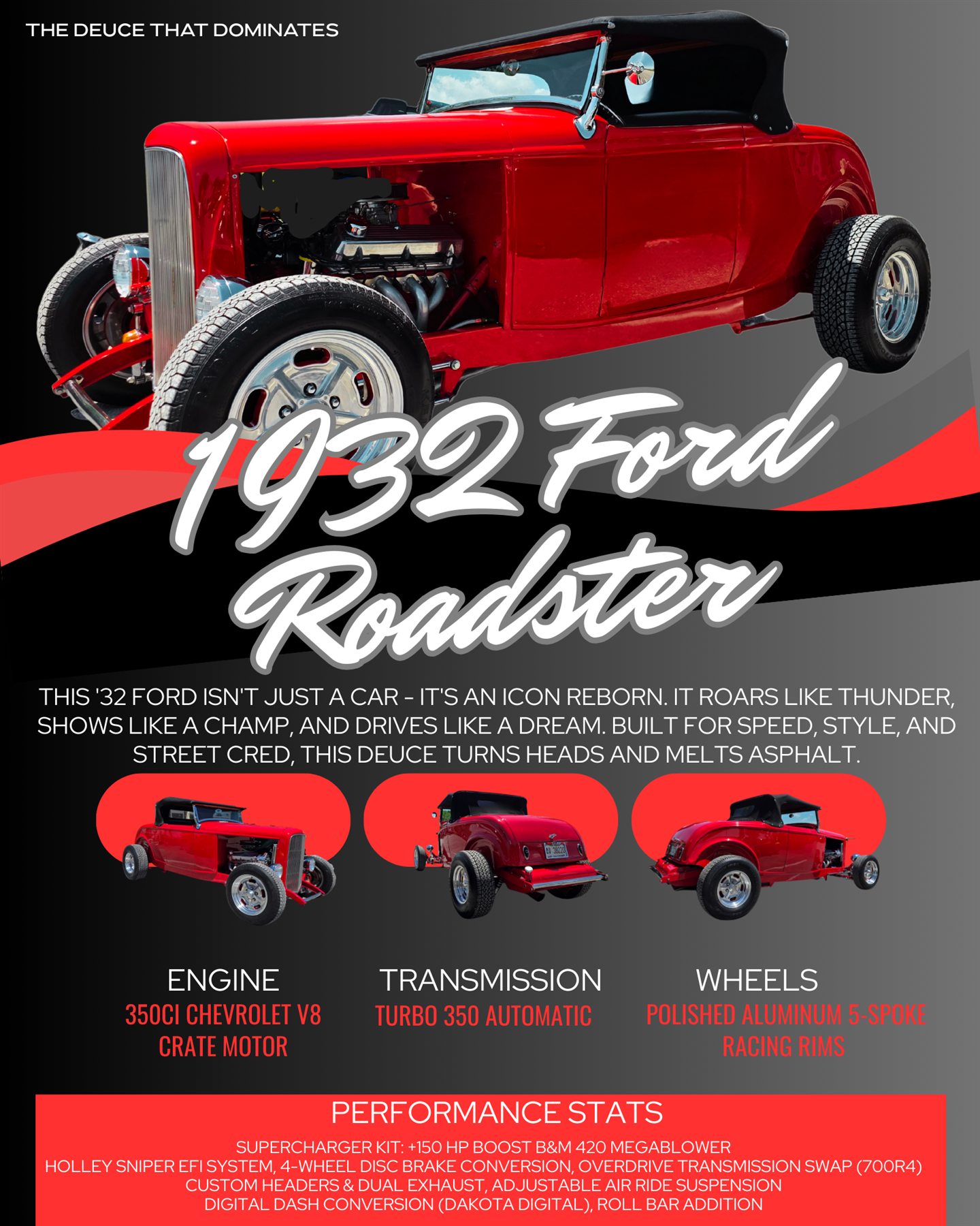 1932 Ford Roadster 2025 The Road custom car show board design