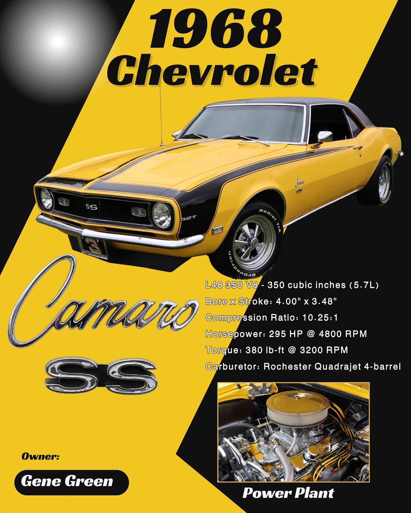 Gene Green 2026 The Stinger custom car show board design