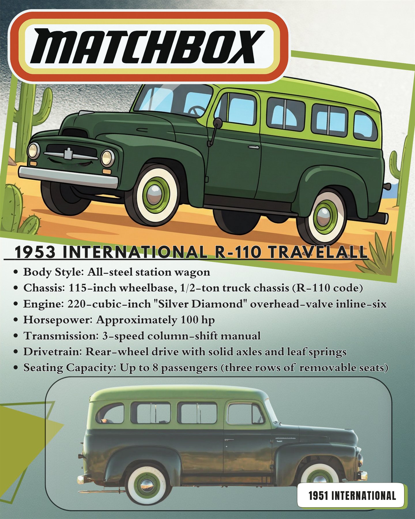 1953 International R-110 Travelall The Toy custom car show board design