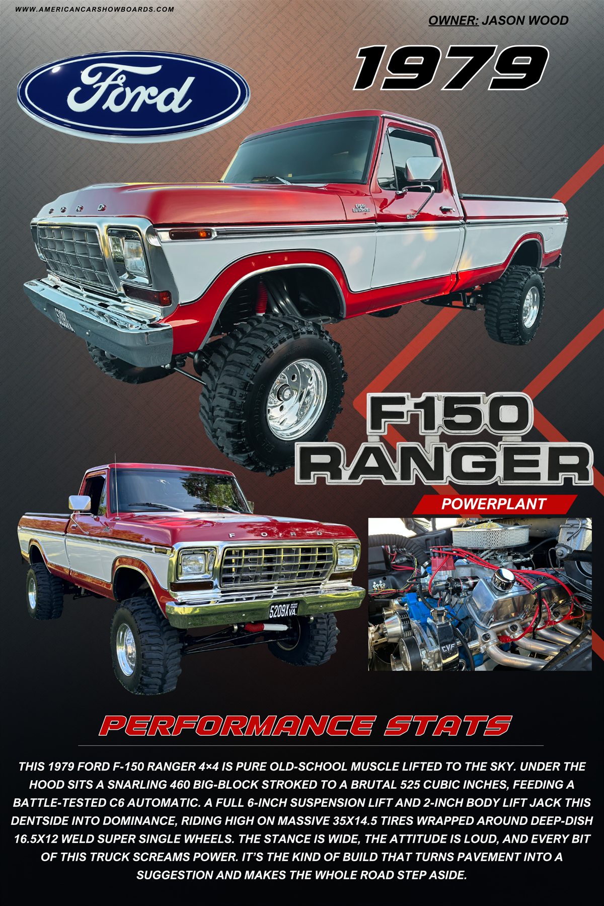 Jason Wood 2025 The Yeti custom car show board design
