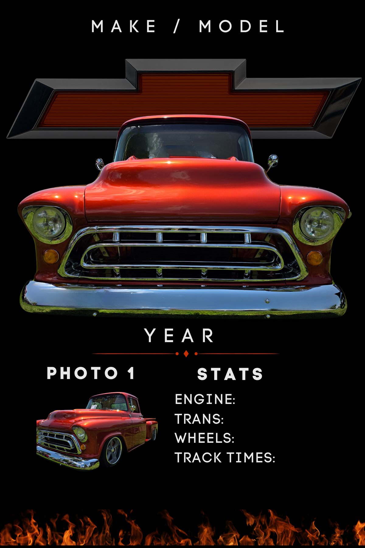 The Predator custom car show board design for a featured vehicle