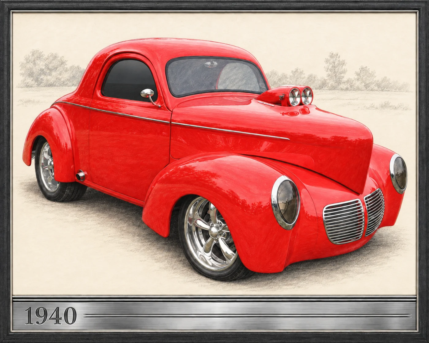 1940 Willys Coupe The Sketchbook custom car show board design