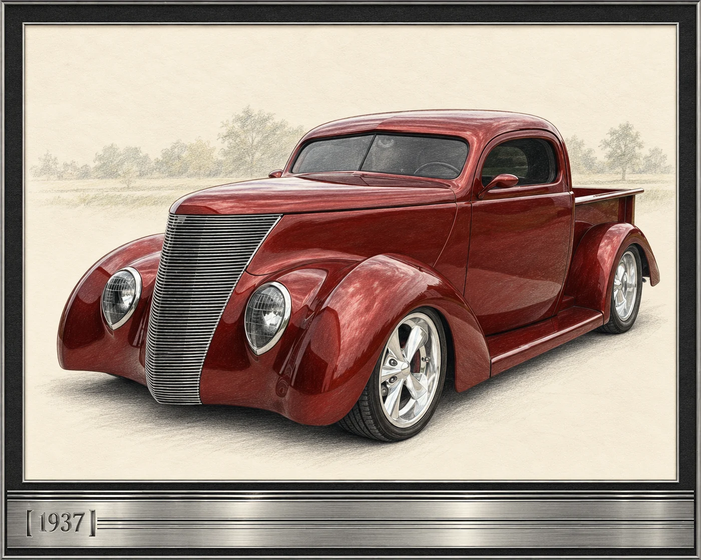 Chris Amell — 1937 Ford Pickup The Sketchbook custom car show board design